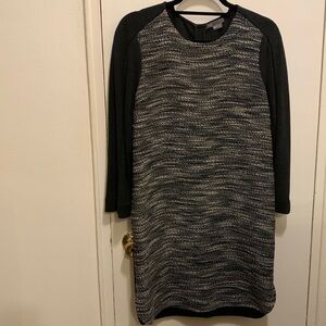 Vince black and gray wool-textured shift dress